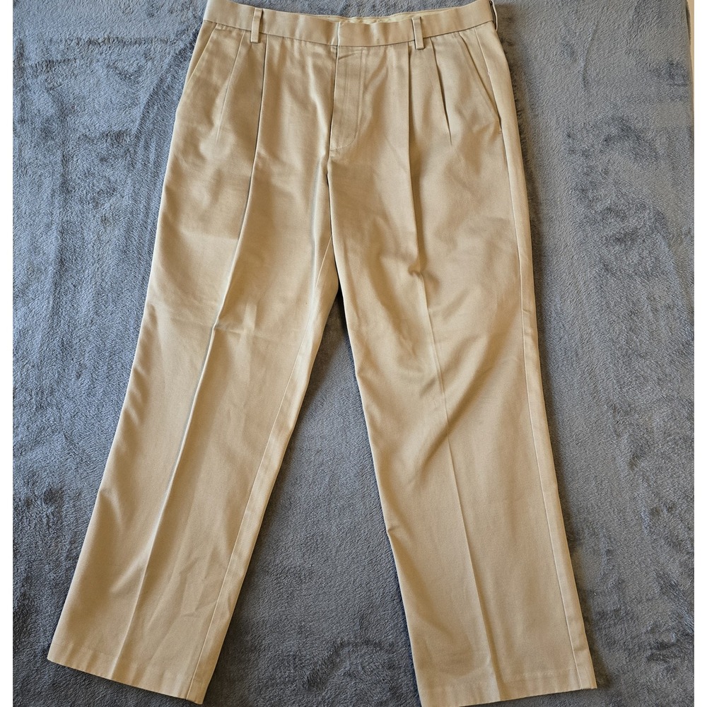 Dockers Khaki Chino Pants Mens 36x30 Pleated Classic Fit Tan 100% Cotton Vintage